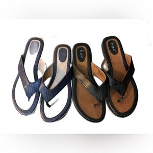 b.o.c. Women's Black and Navy Thong Sandals